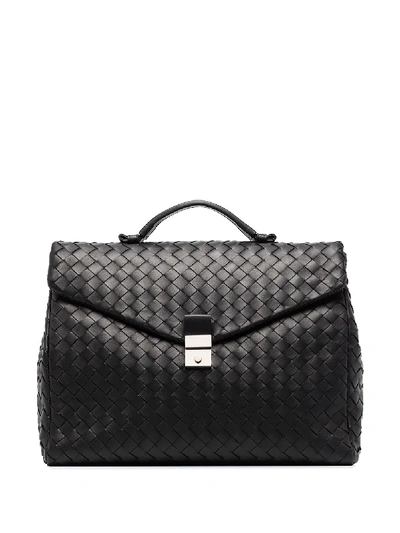Shop Bottega Veneta Intrecciato Leather Briefcase In Black