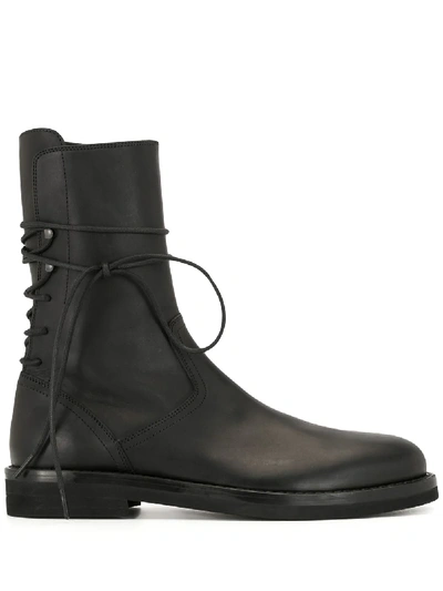 Shop Ann Demeulemeester Rear Lace-up Ankle Boots In Black