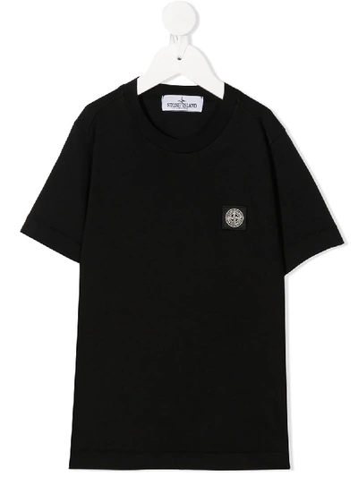 Shop Stone Island Junior Short Sleeve Logo Patch T-shirt In Black