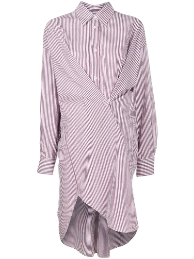 Shop Isabel Marant Étoile Striped Two-way Shirt Dress In Red