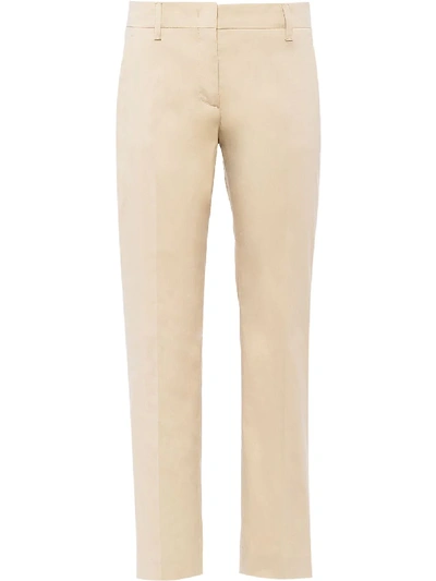 Shop Prada Cropped Tailored Trousers In Neutrals
