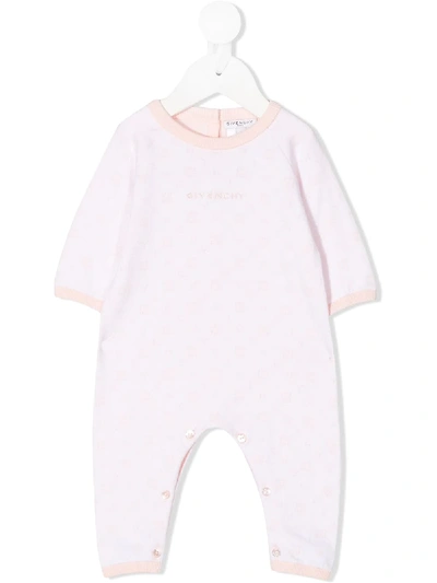 Shop Givenchy Monogram Print Babygrow In Pink