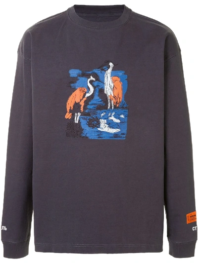 Shop Heron Preston Embroidered Heron Sweater In Blue