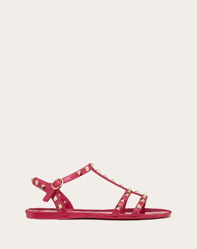 Shop Valentino Garavani Rockstud Flat Rubber Sandal In Blossom