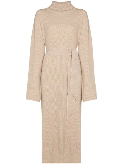 Shop Nanushka Canaan Fine-knit Midi Dress In Neutrals