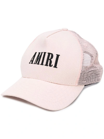 Shop Amiri Logo Mesh-panel Baseball Cap In Pink