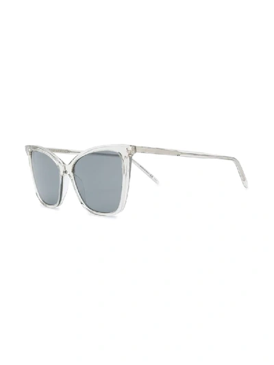 Shop Saint Laurent Sl 384 Thin Cat-eye Sunglasses In White