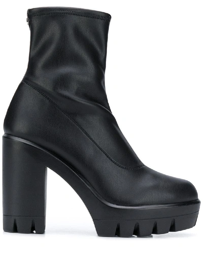 Shop Giuseppe Zanotti Platform Heeled Leather Ankle Boots In Black