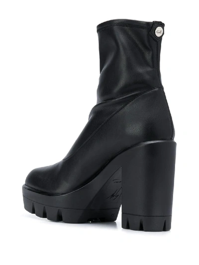 Shop Giuseppe Zanotti Platform Heeled Leather Ankle Boots In Black