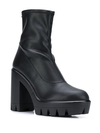 Shop Giuseppe Zanotti Platform Heeled Leather Ankle Boots In Black
