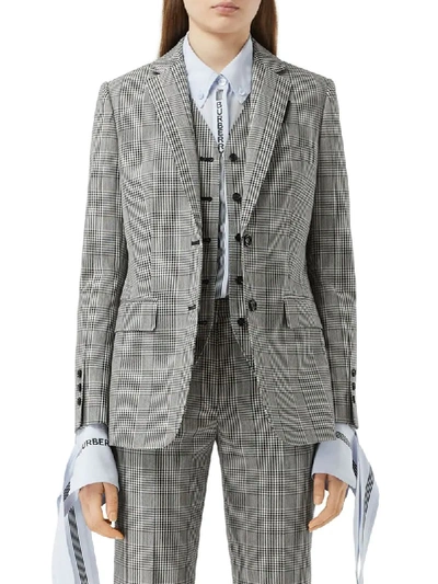 Shop Burberry Check Technical Tailored Jacket In Grey