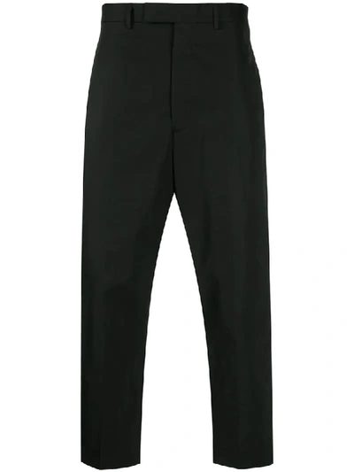 Shop Rick Owens Cropped Leg Trousers In Black