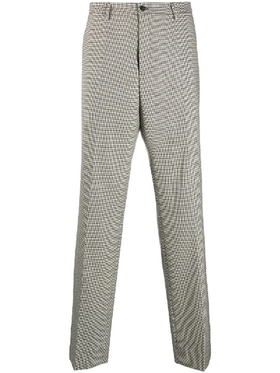 Shop Maison Margiela Virgin Wool Houndstooth-print Trousers In White