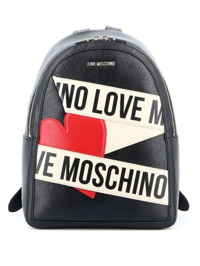 Shop Love Moschino Front Logo Backpack In Black