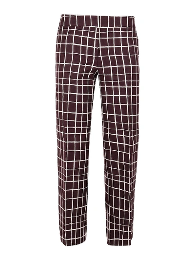 Shop Marni Check Pattern Cotton Blend Pants In Red