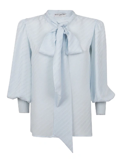 Shop Givenchy Tie-neck Silk Shirt In Light Blue