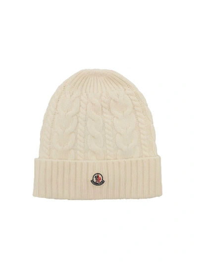 Shop Moncler Tricot Effect Beanie In White