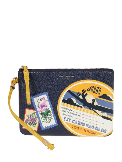 Shop Tory Burch Perry Travel Patch Wristlet In Blue