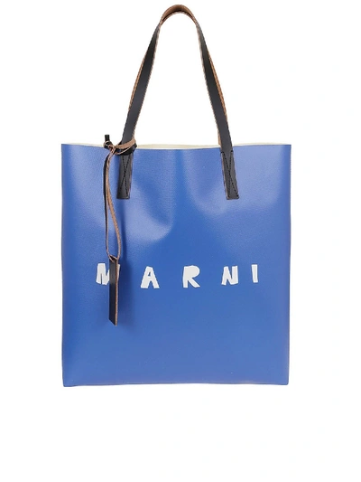 Shop Marni Pvc Bag In Blue And White