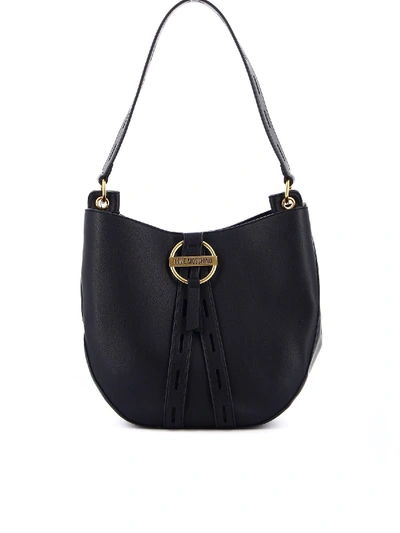Shop Love Moschino Hobo Bag In Black With Golden Logo