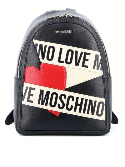 Shop Love Moschino Backpack In Black Featuring Contrast Logo