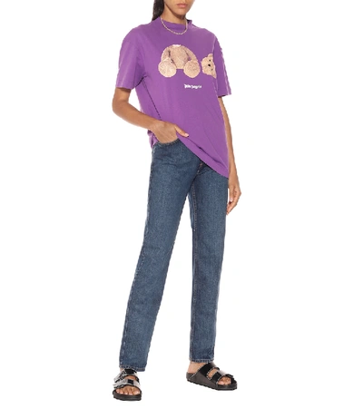 Shop Palm Angels Logo Cotton T-shirt In Purple