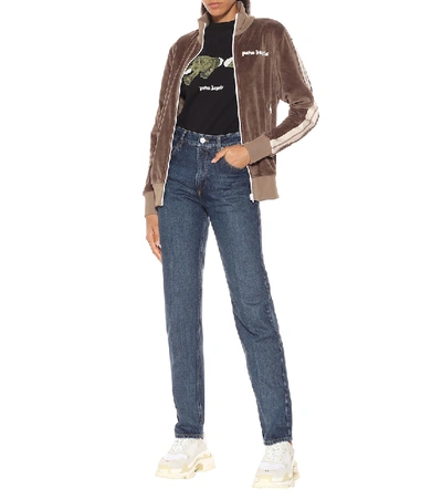 Shop Palm Angels Chenille Track Jacket In Brown