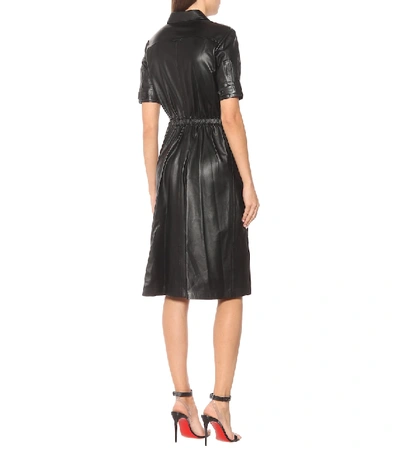 Shop Altuzarra Nori Leather Shirt Dress In Black