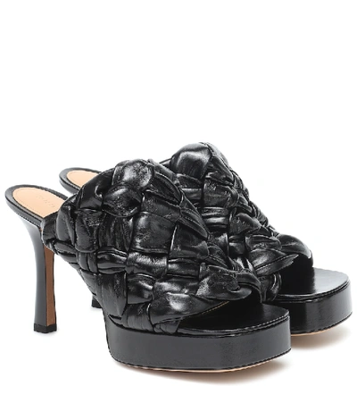 Shop Bottega Veneta Board Leather Sandals In Black