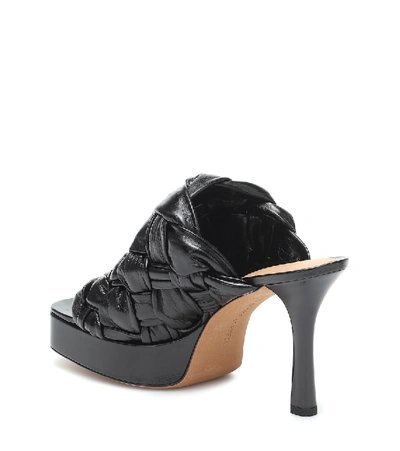 Shop Bottega Veneta Board Leather Sandals In Black