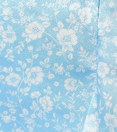 Shop Ganni Stretch-silk Satin Midi Skirt In Blue