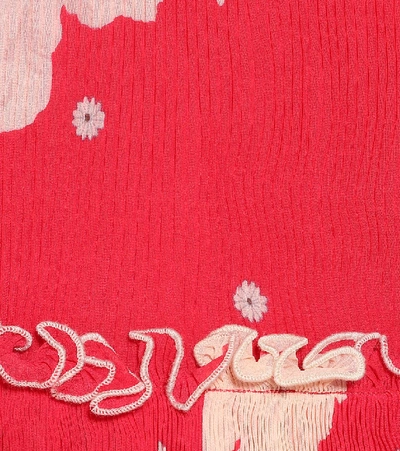 Shop Ganni Floral Georgette Midi Dress In Red