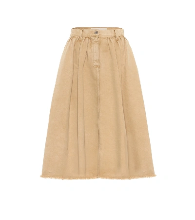 Shop Golden Goose Adele Denim Midi Skirt In Beige