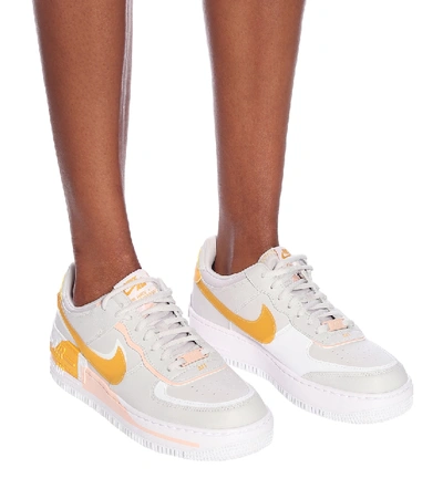 Shop Nike Air Force 1 Shadow Se Leather Sneakers In Grey