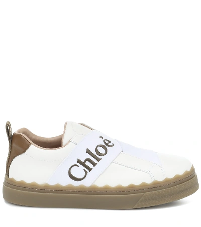 Shop Chloé Lauren Leather Sneakers In White