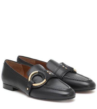 Shop Chloé Leather Loafers In Black