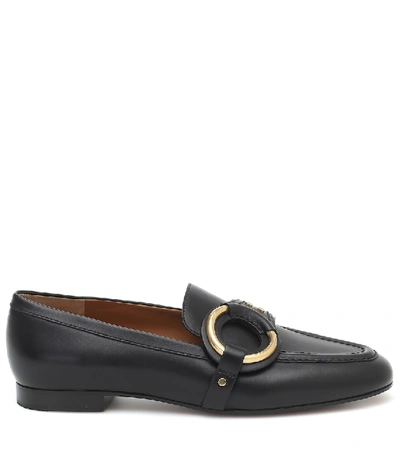 Shop Chloé Leather Loafers In Black