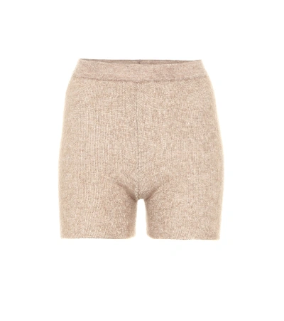 Shop Jacquemus Le Short Arancia Ribbed-knit Shorts In Brown