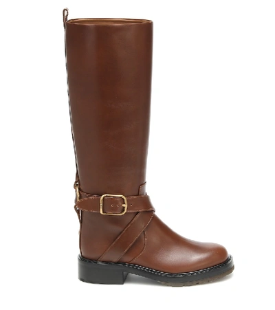 Shop Chloé Leather Knee-high Boots In Brown