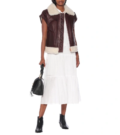 Shop See By Chloé Shearling And Leather Jacket In Purple