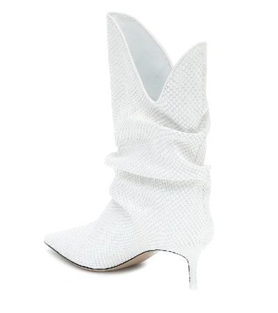 Shop Attico Tate Leather Ankle Boots In White