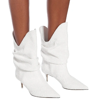 Shop Attico Tate Leather Ankle Boots In White