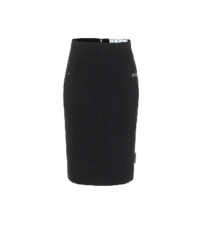 Shop Off-white Logo-tag Pencil Skirt In Black