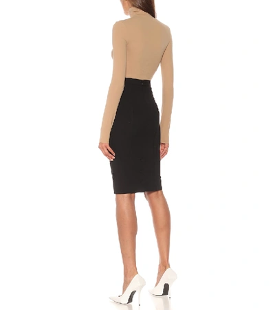 Shop Off-white Logo-tag Pencil Skirt In Black