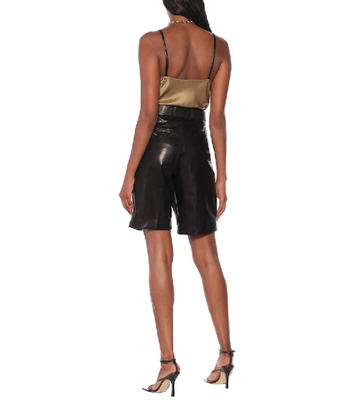 Shop Helmut Lang High-rise Leather Bermuda Shorts In Black