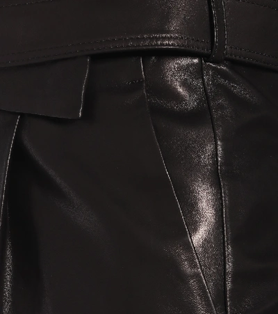 Shop Helmut Lang High-rise Leather Bermuda Shorts In Black