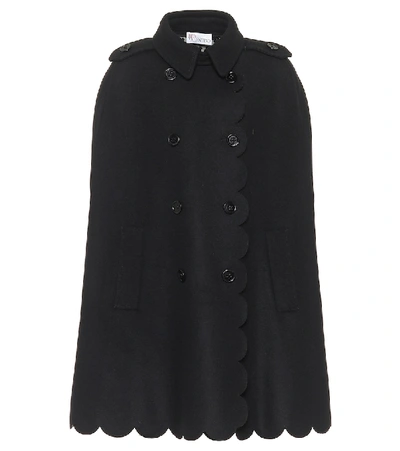 Shop Red Valentino Wool-blend Cape In Black