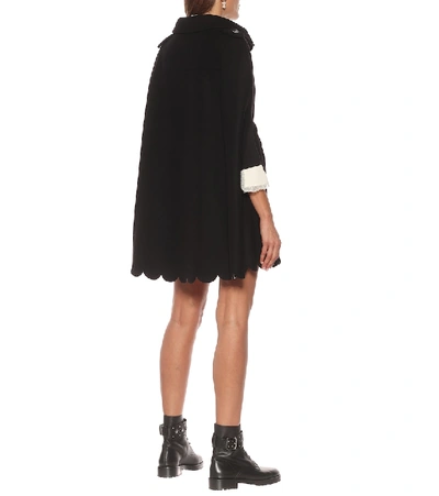 Shop Red Valentino Wool-blend Cape In Black