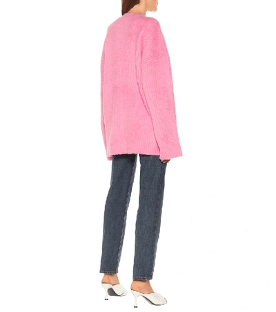 Shop Balenciaga Logo Cotton-blend Sweater In Pink