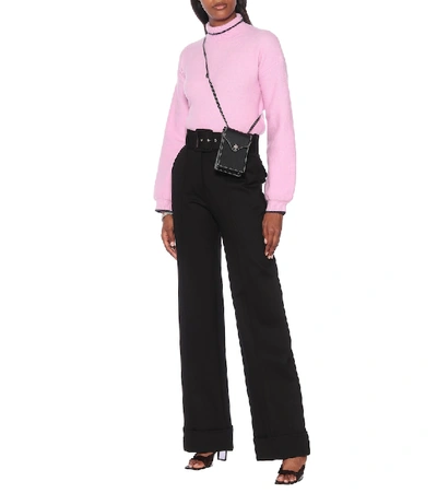Shop Victoria Victoria Beckham Belted High-rise Jersey Pants In Black